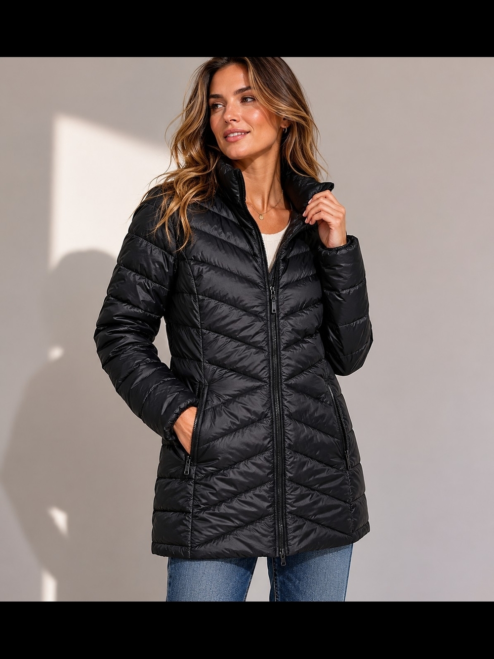 GOTCHA GLACIER Black Down Puffer Jacket L Lightweight Quilted Packable Gorpcore